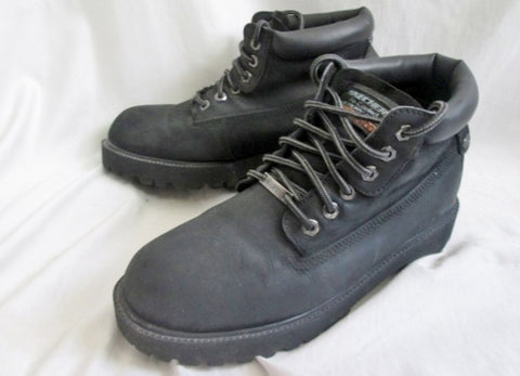 Mens SKECHERS Waterproof Leather Boot Shoe Trail Hiking 11 BLACK Trek Work