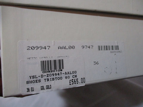 NEW NWT  YVES SAINT LAURENT PARIS Stiletto Heel PUMP SHOE 36 GOLD