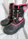 Youth Girls Kids HELLO KITTY Winter Rain Snow Boots BLACK 4 PINK GLITTER Childrens