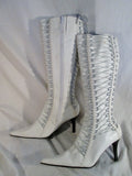 Womens GO MAX GENTLE Vegan High Heel Boots FETISH WHITE 10 Steampunk Strappy
