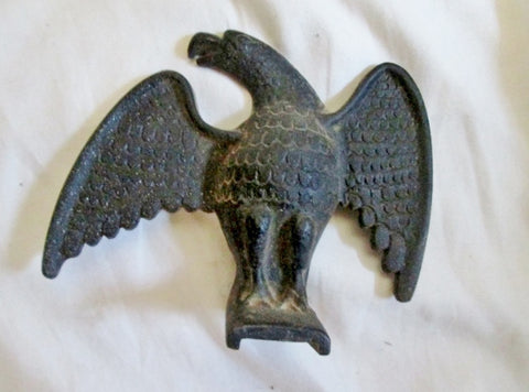 Vtg ANTIQUE 6" Cast Iron BALD EAGLE BIRD Rustic Primitive Americana BLACK Display Art PATRIOT