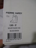 NEW PIERRE HARDY VELVET SUEDE KID Wedge Heel Bootie 37 BLACK GREEN