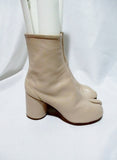 NEW MAISON MARTIN MARGIELA PARIS Split Toe TABI Bootie Boot 36 6 BEIGE Leather Womens