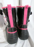 Youth Girls Kids HELLO KITTY Winter Rain Snow Boots BLACK 4 PINK GLITTER Childrens