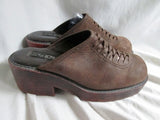 Womens PRIMA ROYALE Woven Leather Clogs Shoes Slip-On Mules BROWN 10 Hippie Boho
