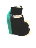 NEW PIERRE HARDY VELVET SUEDE KID Wedge Heel Bootie 37 BLACK GREEN