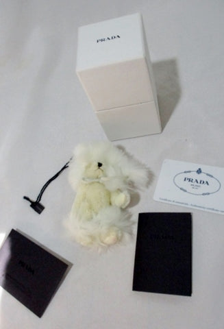 PRADA FUR HAIR FREEEZY BIANCO POODLE DOG KEYRING Keychain COA