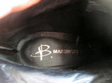 Womens B. MAKOWSKY QUINCY Leather Booties Moto Rocker BOOTS Shoes BLACK 8.5