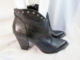 Womens B. MAKOWSKY QUINCY Leather Booties Moto Rocker BOOTS Shoes BLACK 8.5