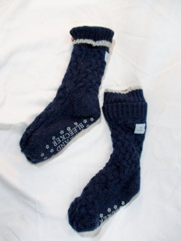 Womens JANE AND BLEECKER  SLIPPER SOCKS KNIT Booties BLUE
