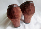 Womens SALVATORE FERRAGAMO 12387 ITALY Leather Suede Pumps 7.5 D Shoes BROWN
