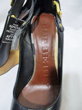 NEW NWT BURBERRY Leather PLATFORM WEDGE WOOD Shoe 36 6 BLACK
