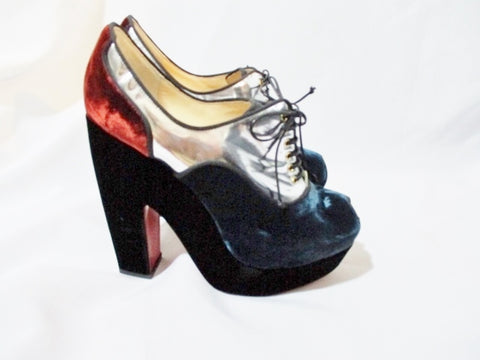 NEW CHRISTIAN LOUBOUTIN Platform Pump 36.5 6 Shoe VELVET MIRROR