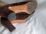 Womens SALVATORE FERRAGAMO 12387 ITALY Leather Suede Pumps 7.5 D Shoes BROWN