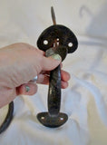 Vtg ANTIQUE Set 2 Wrought Cast Iron HARDWARE DOOR HANDLE Rustic Primitive Americana BLACK