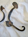 Vtg ANTIQUE Set 2 Wrought Cast Iron HARDWARE DOOR HANDLE Rustic Primitive Americana BLACK