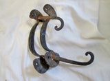 Vtg ANTIQUE Set 2 Wrought Cast Iron HARDWARE DOOR HANDLE Rustic Primitive Americana BLACK