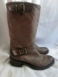 Womens FRANCESCO MORICHETTI Leather Riding Moto BOOTS 38 / 7.5 BROWN Rocker