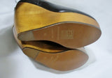 NEW NWT BURBERRY Leather PLATFORM WEDGE WOOD Shoe 36 6 BLACK