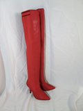 Womens CHERRY RED Clingy Thigh High Stiletto GOGO Boot FETISH 41 10.5