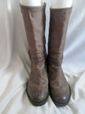 Womens FRANCESCO MORICHETTI Leather Riding Moto BOOTS 38 / 7.5 BROWN Rocker