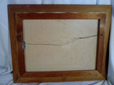 Vintage Antique SIGNED A. WATTS PAINTING FARM BARN SKY Cart ART Landscape Wood Frame