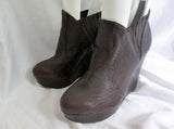 Womens JOE'S Wedge Leather High Heel Ankle BOOT Shoe Booties BROWN 8