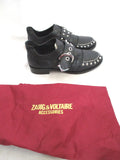 NEW ZADIG & VOLTAIRE SPIKE FLAT SHOE Buckle Oxford Punk Goth 36 BLACK