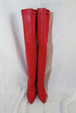 Womens CHERRY RED Clingy Thigh High Stiletto GOGO Boot FETISH 41 10.5