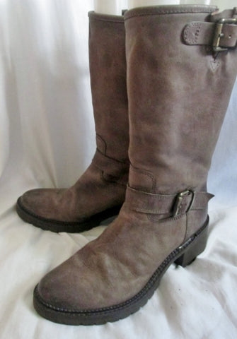 Womens FRANCESCO MORICHETTI Leather Riding Moto BOOTS 38 / 7.5 BROWN Rocker