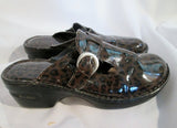 Womens BORN Faux Patent Leather Clog Shoe Slip-On Loafer Comfort BROWN 8 Mule