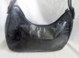 SABRINA SCALA Leather Stitch Hobo Shoulder Bag Satchel Purse BLACK Hippie BROWN