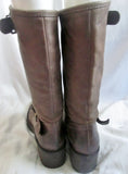 Womens FRANCESCO MORICHETTI Leather Riding Moto BOOTS 38 / 7.5 BROWN Rocker