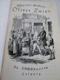 Antique CHARLES DICKENS NICHOLAS NICKELBY OLIVER TWIST Leather Book GERMAN