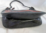 SABRINA SCALA Leather Stitch Hobo Shoulder Bag Satchel Purse BLACK Hippie BROWN