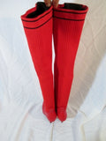 Womens CHERRY RED Clingy Thigh High Stiletto GOGO Boot FETISH 41 10.5
