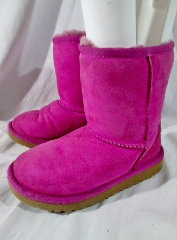 Toddler Little Girls UGG 5251T classic short suede boot sheepskin RASPBERRY PINK  11