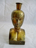 Vintage 7" BRASS PHRENOLOGY Head Bust Candelabra Candle Holder Sculpture