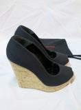 NEW WALTER STEIGER PLATFORM WEDGE Cork Heel Shoe Sandal 36 / 6 BLACK