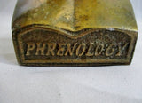 Vintage 7" BRASS PHRENOLOGY Head Bust Candelabra Candle Holder Sculpture