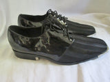 Mens Hugo Vitelli Tuxedo Dress Shoes Fabric STRIPE Metal 10.5 BLACK