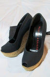 NEW WALTER STEIGER PLATFORM WEDGE Cork Heel Shoe Sandal 36 / 6 BLACK