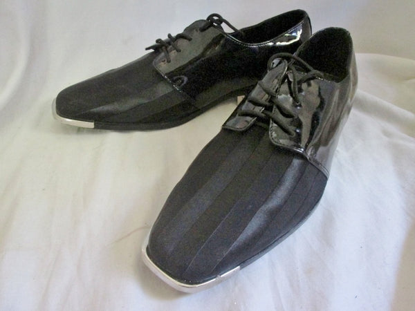 Mens Hugo Vitelli Tuxedo Dress Shoes Fabric STRIPE Metal 10.5 BLACK Psychotic Leopard Mens Hugo Vitelli Tuxedo Dress Shoes Fabric STRIPE Metal 10.5 BLACK Psychotic Leopard