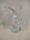 Signed Studio GLASS CHAMBERED NAUTILUS SEASHELL Vase Vessel CLEAR