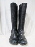 Womens NINE WEST Leather HARNESS Moto Rocker BOOTS Shoes BLACK 8.5 Riding