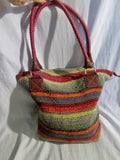 THE SAK Knit Vegan Hobo Tote Satchel Purse Beach Book Bag SUMMER STRIPE