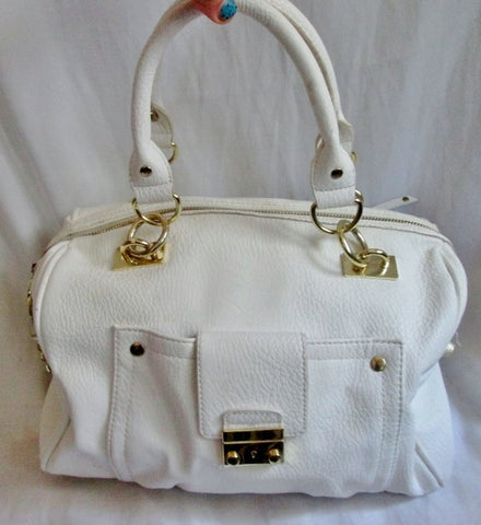 OLIVIA + JOY ZIP Vegan Faux Leather TOTE satchel shoulder bag duffle WHITE briefcase