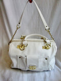 OLIVIA + JOY ZIP Vegan Faux Leather TOTE satchel shoulder bag duffle WHITE briefcase