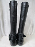 Womens NINE WEST Leather HARNESS Moto Rocker BOOTS Shoes BLACK 8.5 Riding