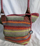 THE SAK Knit Vegan Hobo Tote Satchel Purse Beach Book Bag SUMMER STRIPE